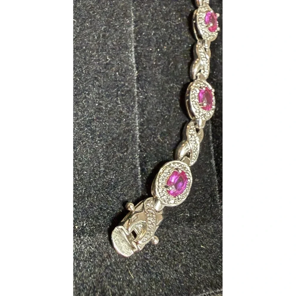 Ross Simon's Sterling Silver Pink Topaz Infinity Link Tennis Bracelet 7.5